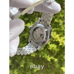 Seiko NH34 Automatic GMT MOD Watch 40mm White Dial Red Blue Bezel Steel 5ATM