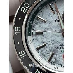 Seiko NH34 MOD Watch 44mm Automatic GMT White Dial 24hr Black Sapphire Bezel