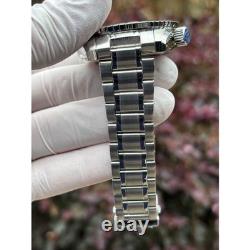 Seiko NH34 MOD Watch 44mm Automatic GMT White Dial 24hr Black Sapphire Bezel