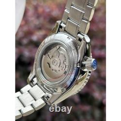 Seiko NH34 MOD Watch 44mm Automatic GMT White Dial 24hr Black Sapphire Bezel