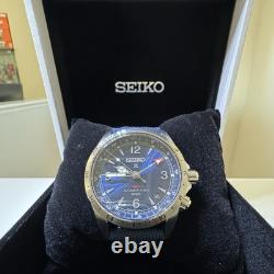 Seiko Prospex Mens Alpinist GMT Blue Dial Blue Strap Watch SPB377