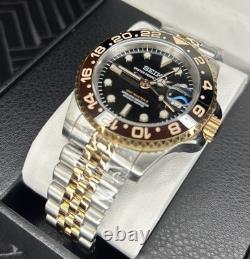 Seiko Rootbeer NH35 40MM GMT Automatic Mens Watch