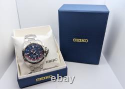 Seiko Velatura SUN011P1 Kinetic GMT Blue Dial Sapphire New Capacitor & Box