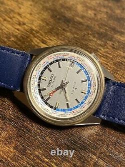 Seiko Vintage 6117 6010 World Time Gmt Worldtimer No 6139 Pogue Bullhead Watch