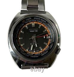 Seiko World Time 6117-6400 GMT Stainless Steel Date Automatic Mens Watch Auth