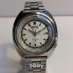 Seiko World Time 6117-6400 Vintage Overhaul GMT SS Date Automatic Mens Watch jp