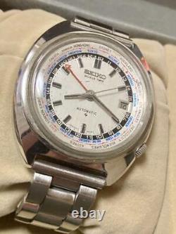 Seiko World Time 6119-8090 GMT Vintage Stainless Steel Automatic Mens Watch Auth
