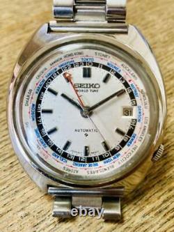 Seiko World Time 6119-8090 GMT Vintage Stainless Steel Automatic Mens Watch Auth