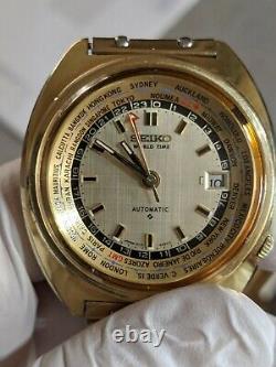 Seiko World Time GMT 6117-6409 overhaul on 08/05/20 All original Rare Gold Tone