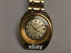 Seiko World Time GMT 6117-6409 overhaul on 08/05/20 All original Rare Gold Tone