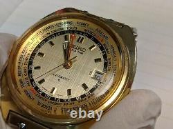 Seiko World Time GMT 6117-6409 overhaul on 08/05/20 All original Rare Gold Tone