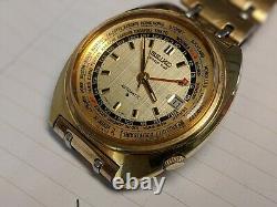 Seiko World Time GMT 6117-6409 overhaul on 08/05/20 All original Rare Gold Tone