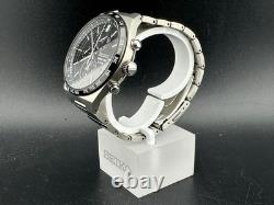 Seiko World Time Solar Men's Chronograph Alarm Black 41mm Quartz Watch V195-0AE0