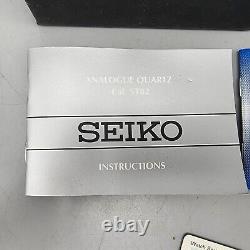 Seiko World Time Watch Men 40mm White Dial Silver Tone Date Alarm Round SPL055