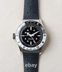 Serica 8315-1 GMT COSC 39mm 9 Crown Steel Automatic Watch Oreo