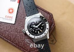 Serica 8315-1 GMT COSC 39mm 9 Crown Steel Automatic Watch Oreo