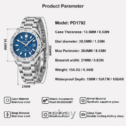 Sky Blue GMT Automatic Watch 100M Waterproof Stainless Steel for All