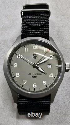 Smith & Bradley Springfield GMT FDE Dial FDE Markers Brushed SS Case Black NATO