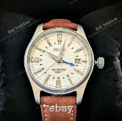 Solid TITANIUM 40mm Automatic White Field GMT Mod Watch Military Pilot SAPPHIRE