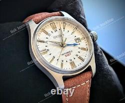 Solid TITANIUM 40mm Automatic White Field GMT Mod Watch Military Pilot SAPPHIRE