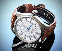 Solid TITANIUM 40mm Automatic White Field GMT Mod Watch Military Pilot SAPPHIRE