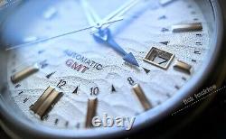 Solid TITANIUM 40mm Automatic White Field GMT Mod Watch Military Pilot SAPPHIRE