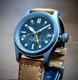 Solid TITANIUM GMT Field Watch 36mm Dark Blue Automatic Mod SAPPHIRE 100M Great