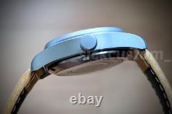 Solid TITANIUM GMT Field Watch 36mm Dark Blue Automatic Mod SAPPHIRE 100M Great