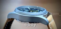 Solid TITANIUM GMT Field Watch 36mm Dark Blue Automatic Mod SAPPHIRE 100M Great