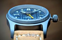 Solid TITANIUM GMT Field Watch 36mm Dark Blue Automatic Mod SAPPHIRE 100M Great