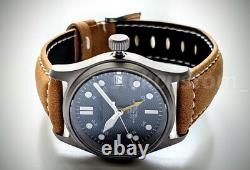 Solid TITANIUM GMT Field Watch 36mm Dark Blue Automatic Mod SAPPHIRE 100M Great
