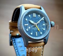 Solid TITANIUM GMT Field Watch 36mm Dark Blue Automatic Mod SAPPHIRE 100M Great