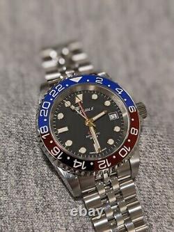 Squale 1545 30 Atmos BLUE/RED Pepsi GMT Ceramica Watch 40mm