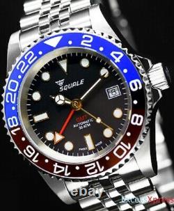 Squale 1545 30 Atmos BLUE/RED Pepsi GMT Ceramica Watch 40mm Warranty