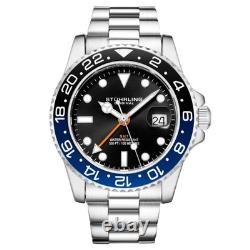 Stuhrling 3965 1 Aquadiver Quartz GMT Date Stainless Steel Mens Watch