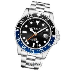 Stuhrling 3965 1 Aquadiver Quartz GMT Date Stainless Steel Mens Watch