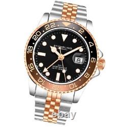 Stuhrling 3968 4 Aquadiver Quartz GMT Date Stainless Steel Mens Watch