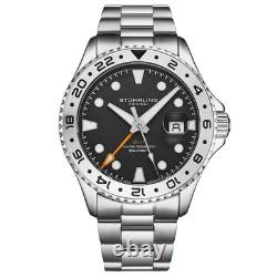 Stuhrling 4077 1 Equinox GMT Quartz Classic Date Stainless Steel Mens Watch