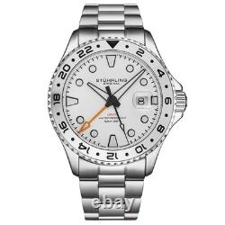 Stuhrling 4077 2 Equinox Quartz Date Stainless Steel GMT Black Dial Mens Watch Stuhrling 4077 2 Equinox Quartz Date Stainless Steel GMT Black Dial Mens Watch
