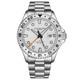 Stuhrling 4077 2 Equinox Quartz Date Stainless Steel GMT Black Dial Mens Watch