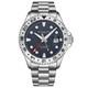 Stuhrling 4077 3 Equinox GMT Quartz Date Stainless Steel Blue Dial Mens Watch