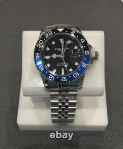 Stuhrling GMT 42mm Diver Batman Edition. Jubilee Bracelet. New with B&P