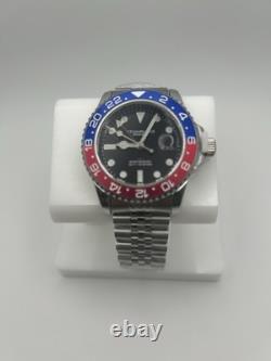 Stührling Original Men's GMT Wristwatch Black Dial Silver SS Diver Box Papers
