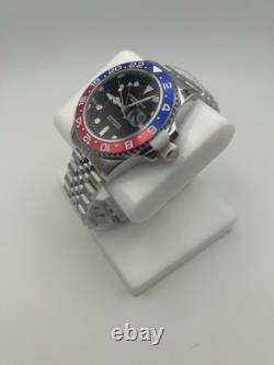 Stührling Original Men's GMT Wristwatch Black Dial Silver SS Diver Box Papers