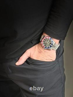 Stührling Original Men's GMT Wristwatch Black Dial Silver SS Diver Box Papers