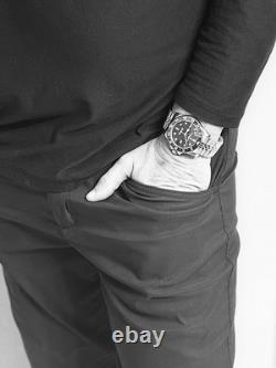 Stührling Original Men's GMT Wristwatch Black Dial Silver SS Diver Box Papers