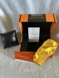 Stührling Original Men's GMT Wristwatch Black Dial Silver SS Diver Box Papers