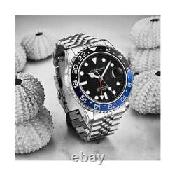 Stuhrling Original Men's Stainless Steel Jubilee Bracelet GMT Watch Quartz, D