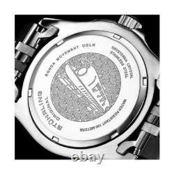 Stuhrling Original Men's Stainless Steel Jubilee Bracelet GMT Watch Quartz, D