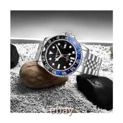 Stuhrling Original Men's Stainless Steel Jubilee Bracelet GMT Watch Quartz, D